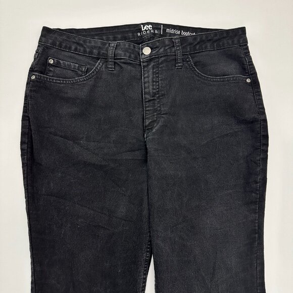 Lee Mid Rise Bootcut Women's size 16P Black Denim Jeans - Picture 2 of 5